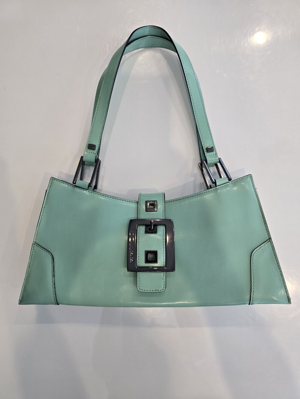 ​Vintage Y2K GUESS Mint Green Buckle Baguette Shoulder Bag